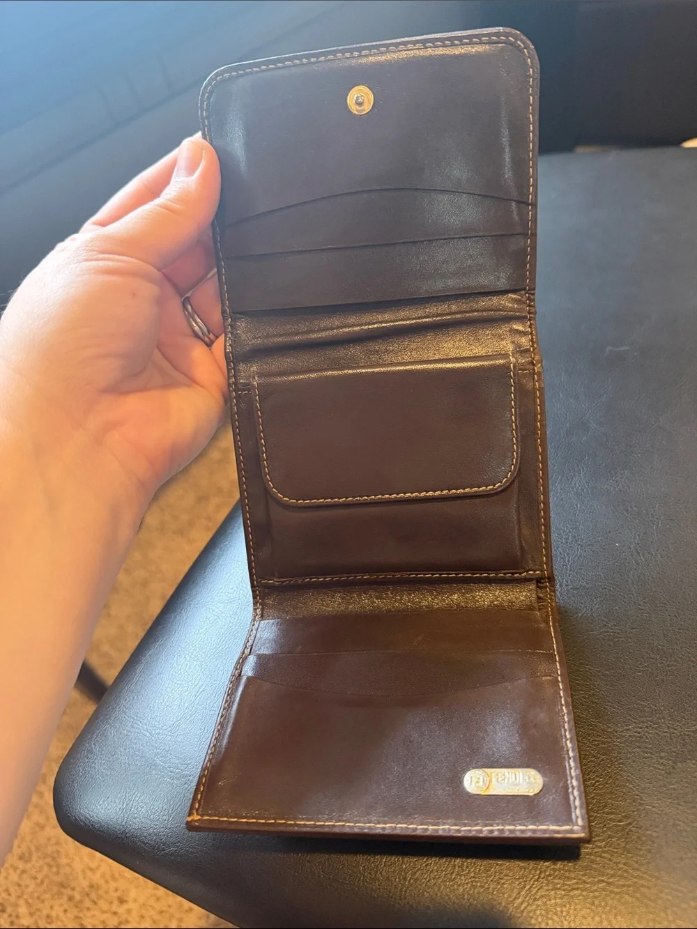 Fendi Zucca Monogram Bifold Wallet in Brown and Black with Coin Pouch